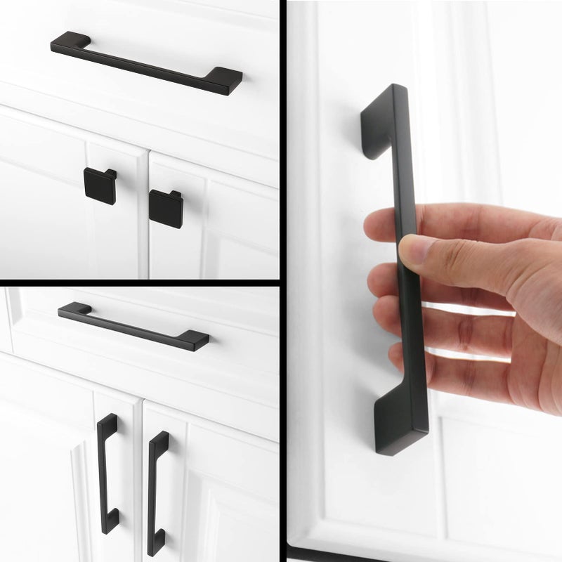 KOOFIZO Wide Foot Cabinet Bar Pull - Black Modern Solid Handle, 5 Inch/128mm Screw Spacing, 10-Pack for Kitchen Cupboard Door, Bedroom Dresser Drawer, Bathroom Wardrobe Hardware - Image 3